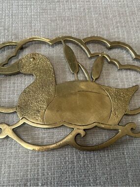 Vintage Brass Duck Trivet